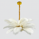 Підвісна біла люстра перо з золотом D-80 cm H-40 cm G9 Gold+White Feather 250818-100005727