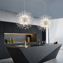 Люстра біла підвісна з намистинами та срібним кріпленням Кульбаба D-50 cm Silver G9x9 Dandelion 220835-100000998