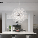 Люстра біла підвісна з намистинами та срібним кріпленням Кульбаба D-50 cm Silver G9x9 Dandelion 220835-100000998