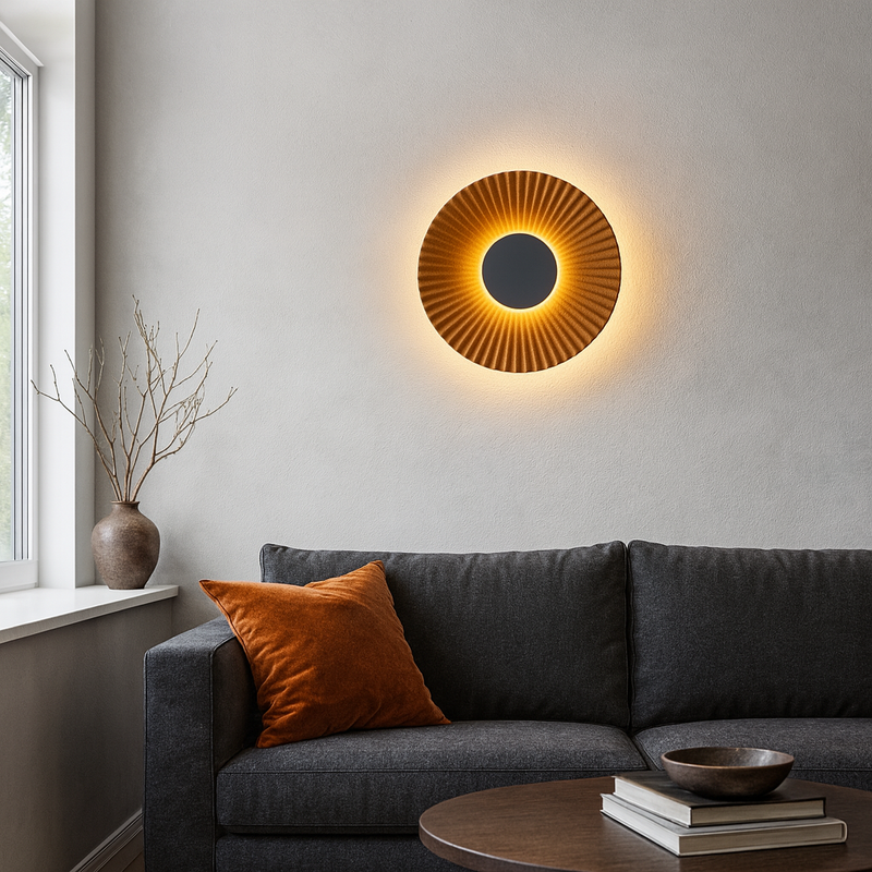Настінний світильник чорний D-16 cm Led 12W 3400K Black Sunrise Gofre 251053-100006353