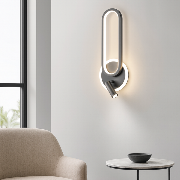 Настінні світильники Led H-47 cm Led 20W 3000K 4000K 6000K Black Spot oval 250122-100004024
