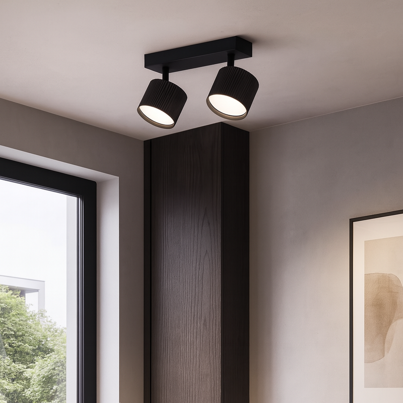 Стельовий світильник накладний поворотний чорний подвійний Led GX53 Black Gofre 251092-100006369