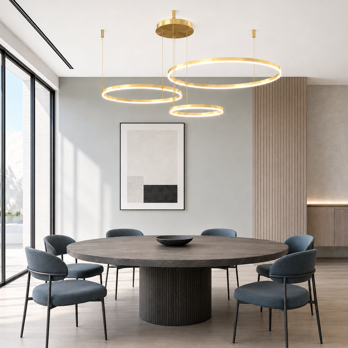 Підвісні люстри золоті D-60+50+40 cm / D-80+60+40 cm Led 3000K-6000K Gold Rings 260818-100008665