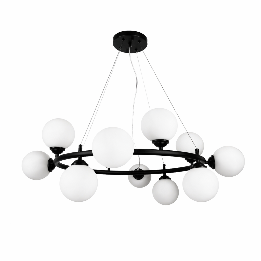 Підвісна люстра чорна D-80 cm G9*12 Black+White Faro Bollo 260118-100007190