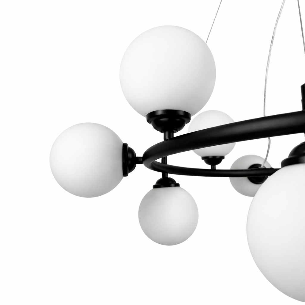 Підвісна люстра чорна D-80 cm G9*12 Black+White Faro Bollo 260118-100007190