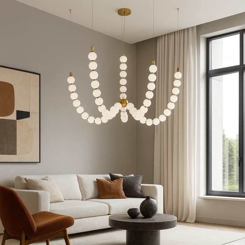 Підвісна люстра з білими перлинами Led 80W White Pearls 251018-100006375