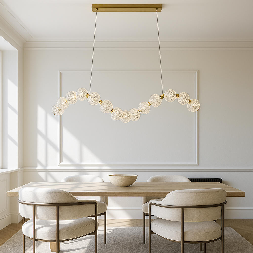 Підвісна люстра з прозорими перлинами L-100 cm Led 14W White Pearls 251018-100006377