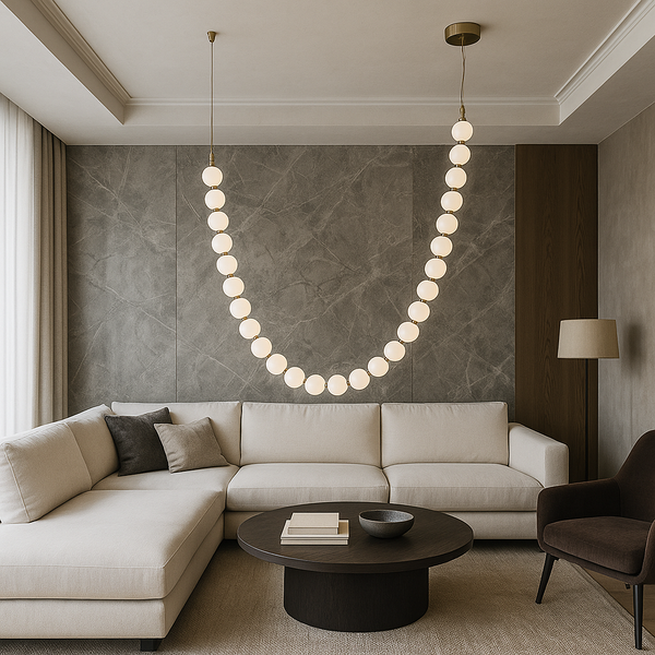 Підвісна люстра з білими перлинами L-270 cm Led 36W White Pearls 251018-100006378