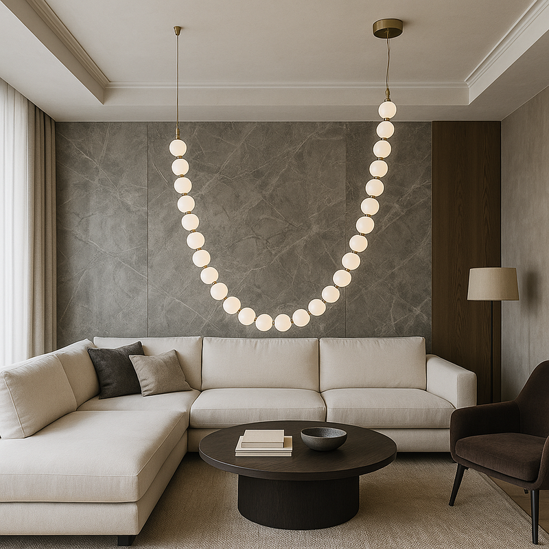 Підвісна люстра з білими перлинами L-270 cm Led 36W White Pearls 251018-100006378