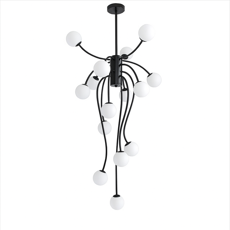 Люстра чорна з білими матовими плафонами H-150 cm W-70 cm  G9*15 Octopus Black+White 250719-100005566
