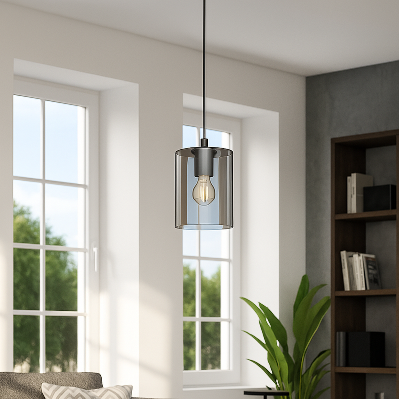 Підвісний світильник скляний графітовий D-16 cm E27 Graphit Smoked Pendant 250766-100005572