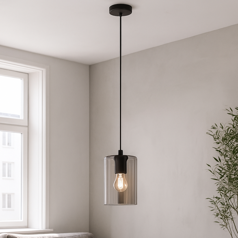 Підвісний світильник скляний графітовий D-16 cm E27 Graphit Smoked Pendant 250766-100005572