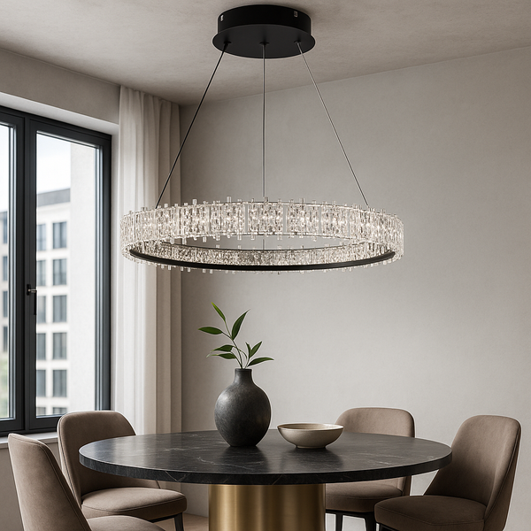 Підвісна люстра чорна D-60 cm Led 35W Black Simple Ice 251035-100006383