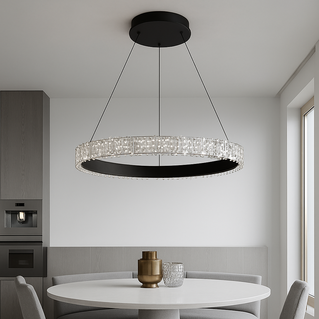 Підвісна люстра чорна D-60 cm Led 35W Black Simple Ice 251035-100006383