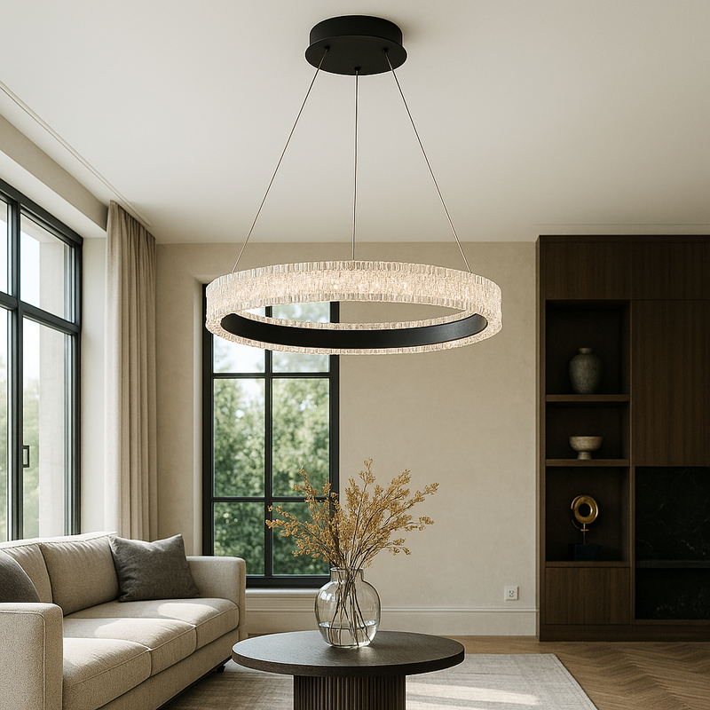 Підвісна люстра чорна D-60 cm Led 35W Black Simple Ice 251035-100006384