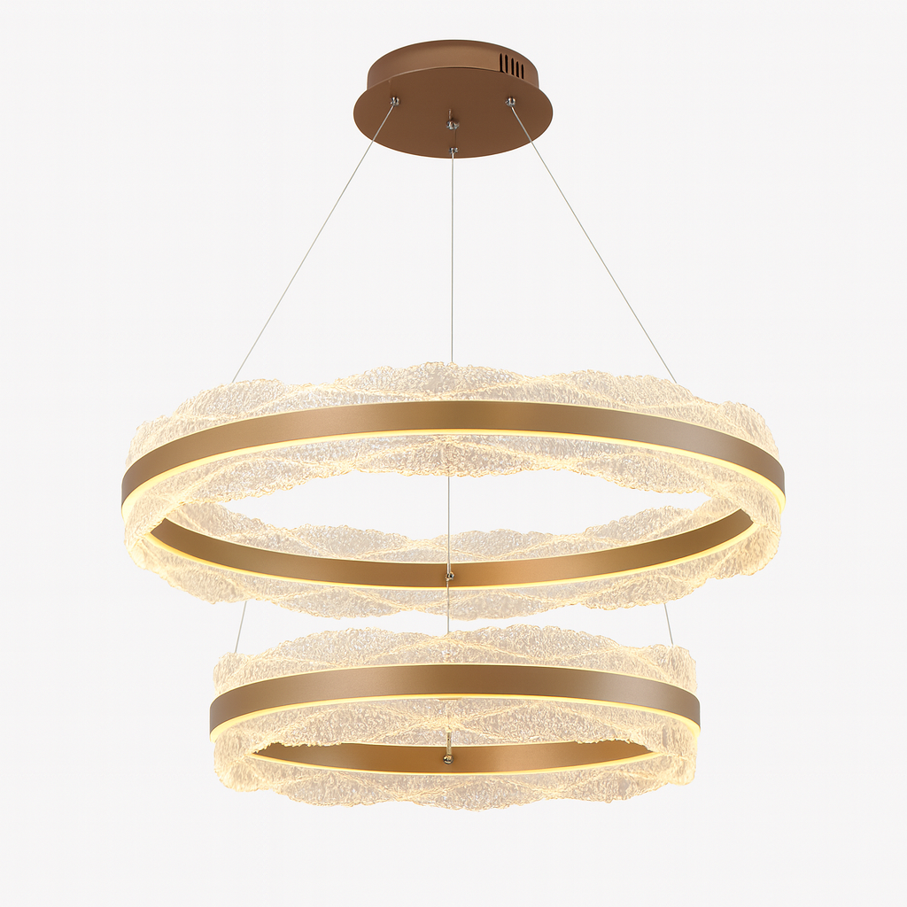 Підвісна подвійна люстра кавова D-40+60 cm Led Coffee Ice Glamour 251022-100006387