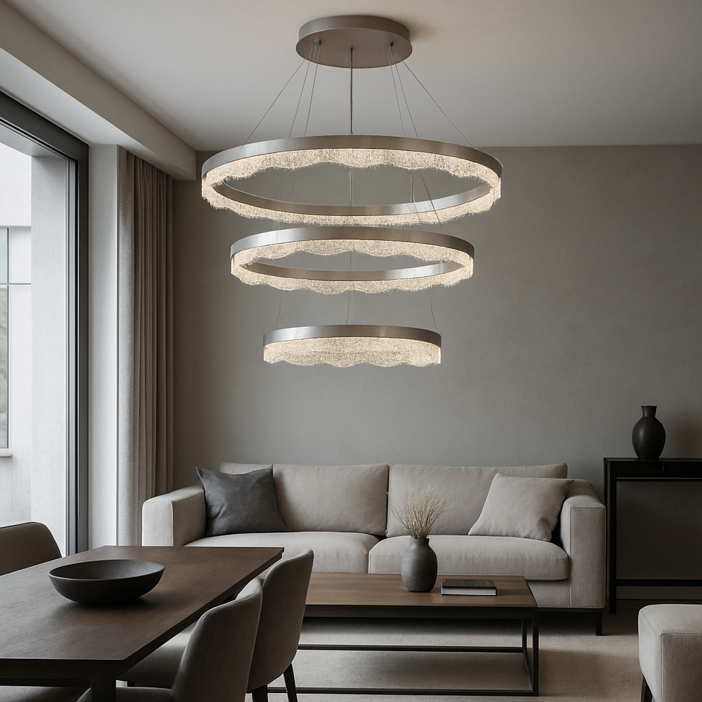Підвісна люстра сатинова D-80+60+40 cm Led 295W Satin Ice 251035-100006389