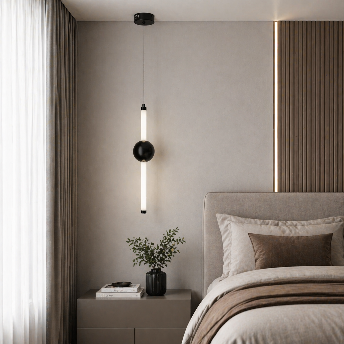 Підвісний світильник білий з чорною кулею H-60 cm Led 7W White+Black Lee 260435-100007806