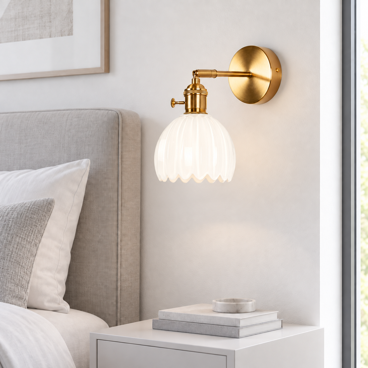 Настінний світильник білий D-12 cm E27 White+Gold Colour 260933-100008917