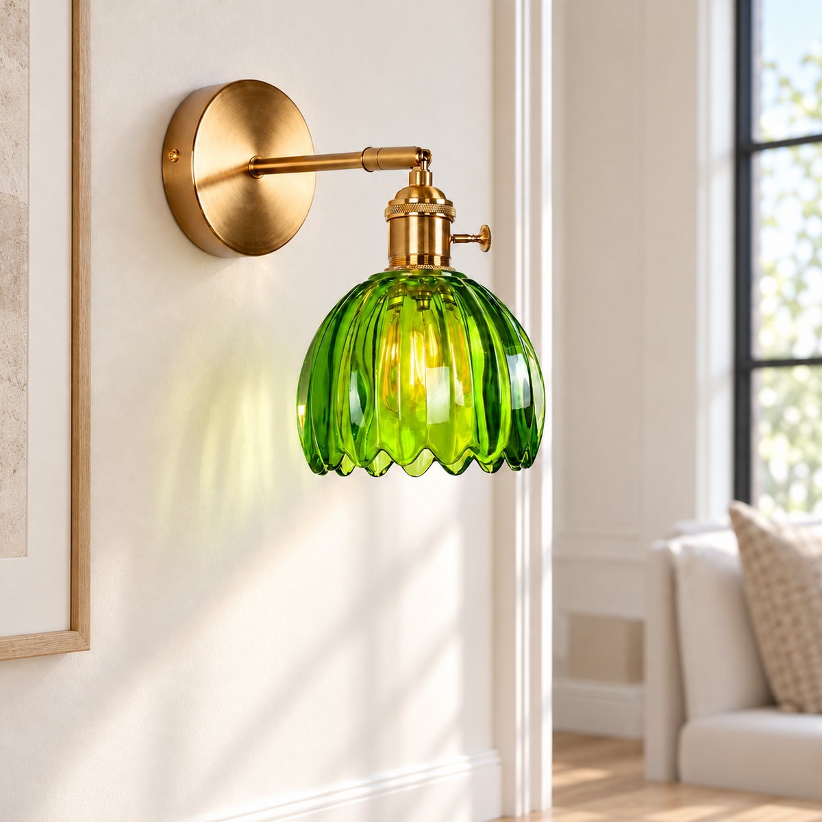 Настінний світильник зелений D-12 cm E27 Green+Gold Colour 260933-100008918