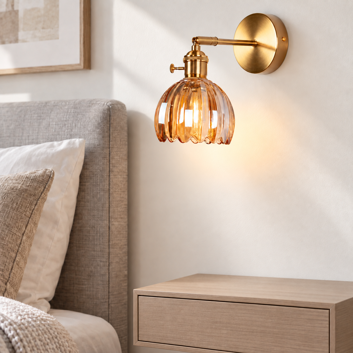 Настінний світильник бурштиновий D-12 cm E27 Amber+Gold Colour 260933-100008919
