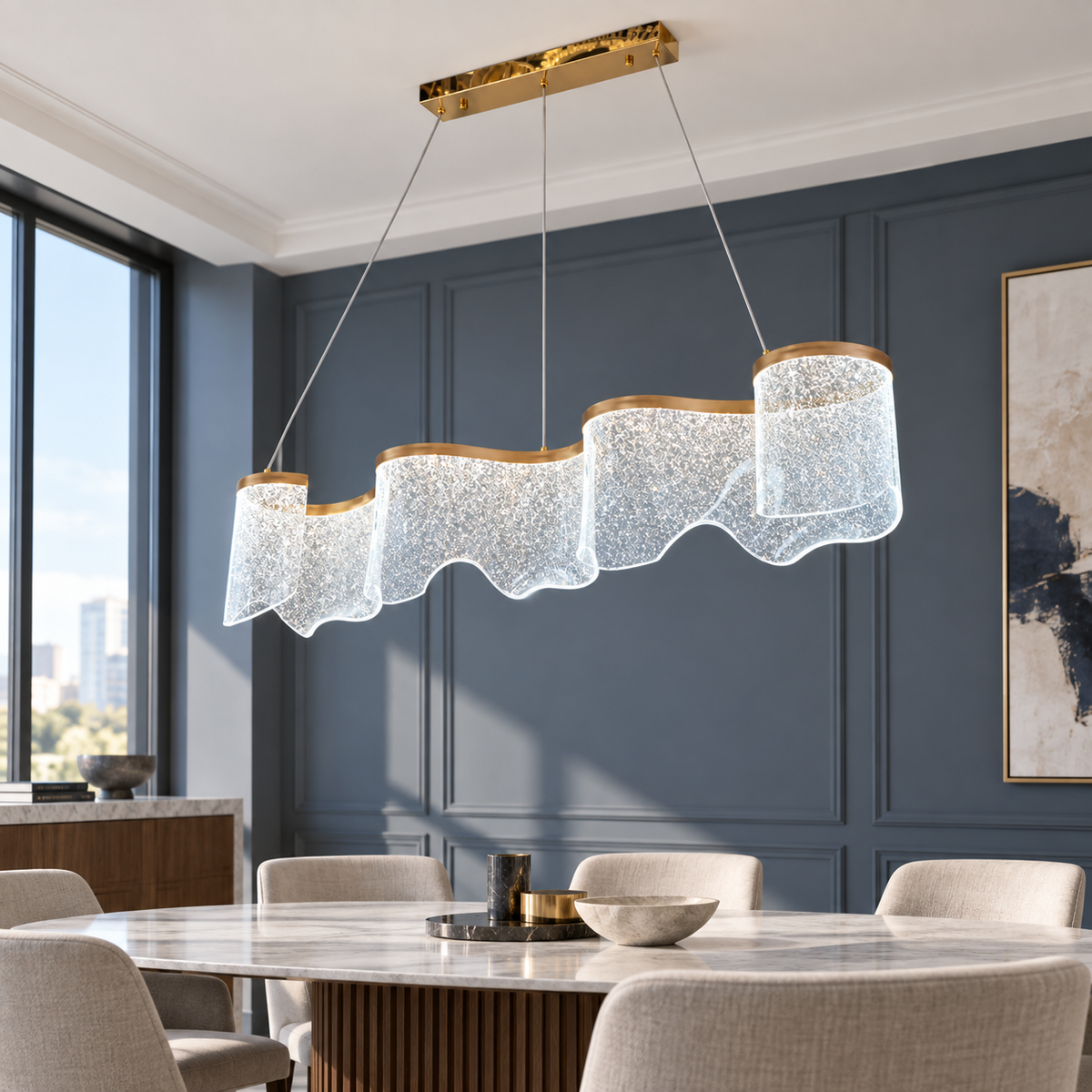 Підвісна люстра золота L-120 cm Led 42W 3000K-6000K Gold+Coffee Aurora 260935-100008921