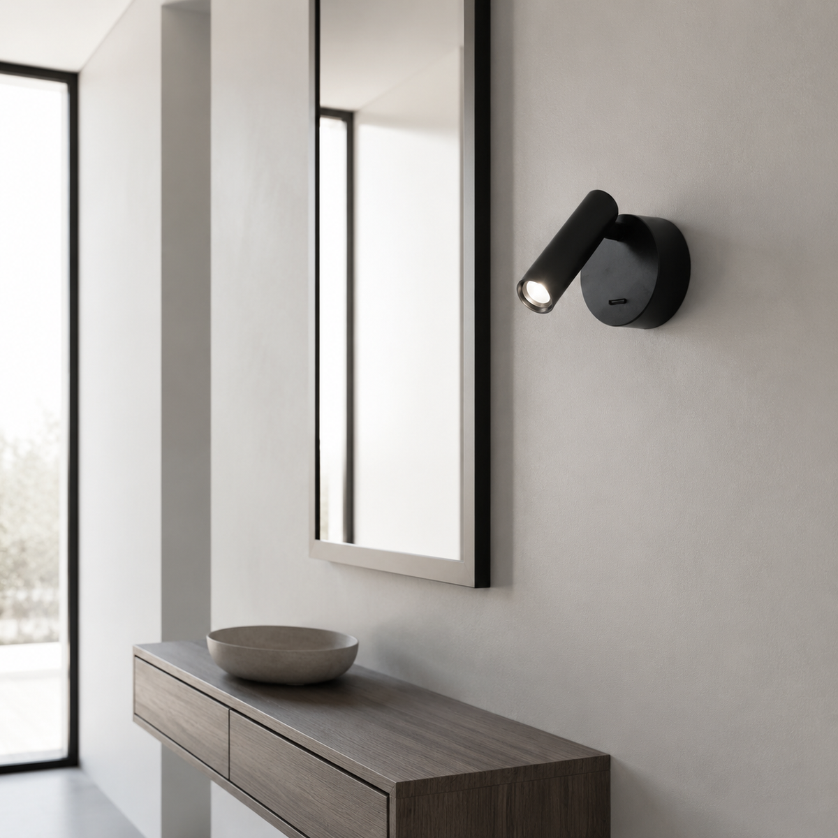 Настінний світильник чорний з вимикачем D-7.7 cm Led 3W 4000K Black Circle 260758-100008433