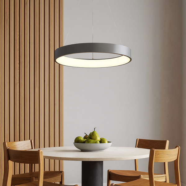 Підвісна люстра сіра кругла світлодіодна D-55 cm Led 62W Grey Strict Ring 250819-100005805