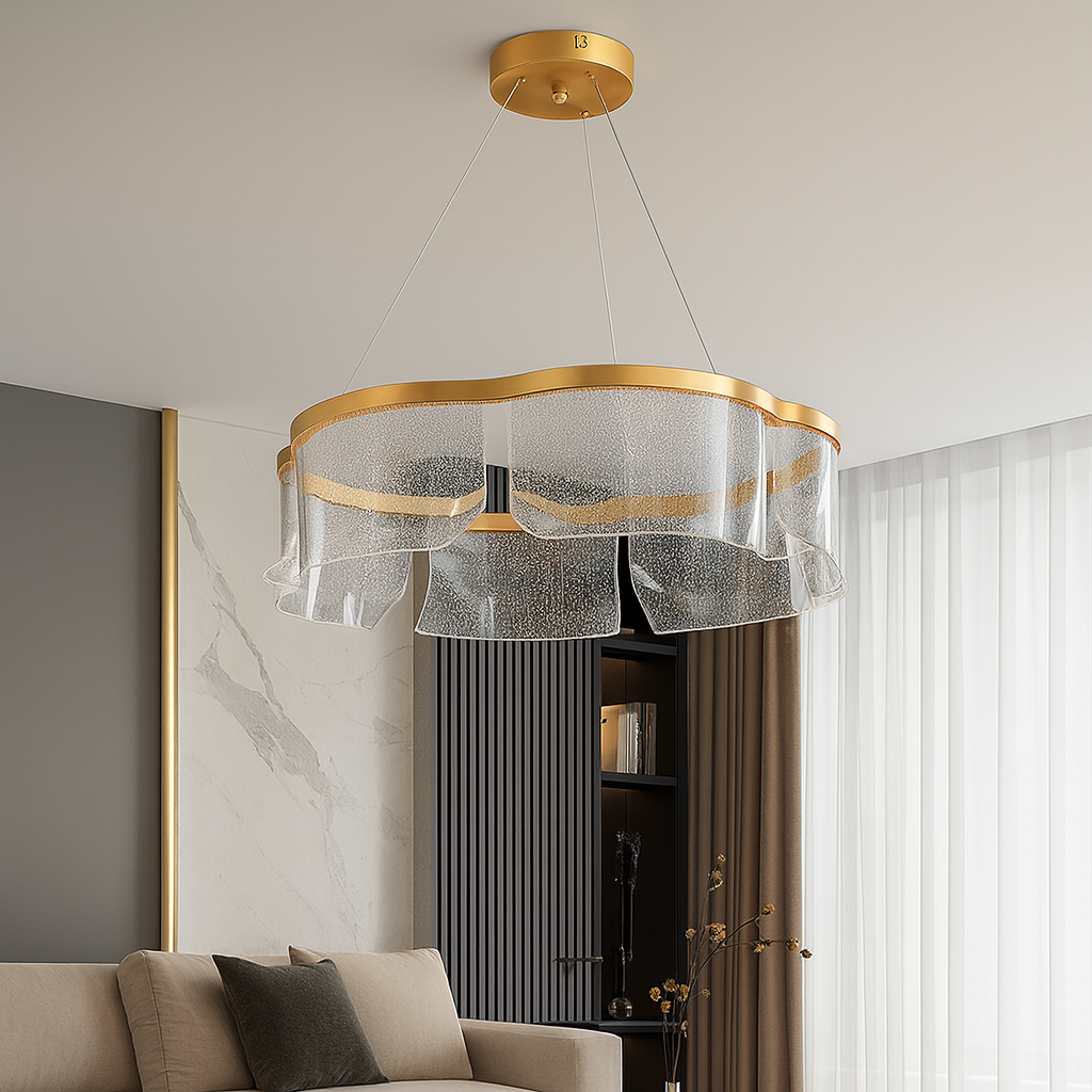 Підвісна люстра золота світлодіодна D-60 cm Led 43W Gold Jellyfish 251035-100006392