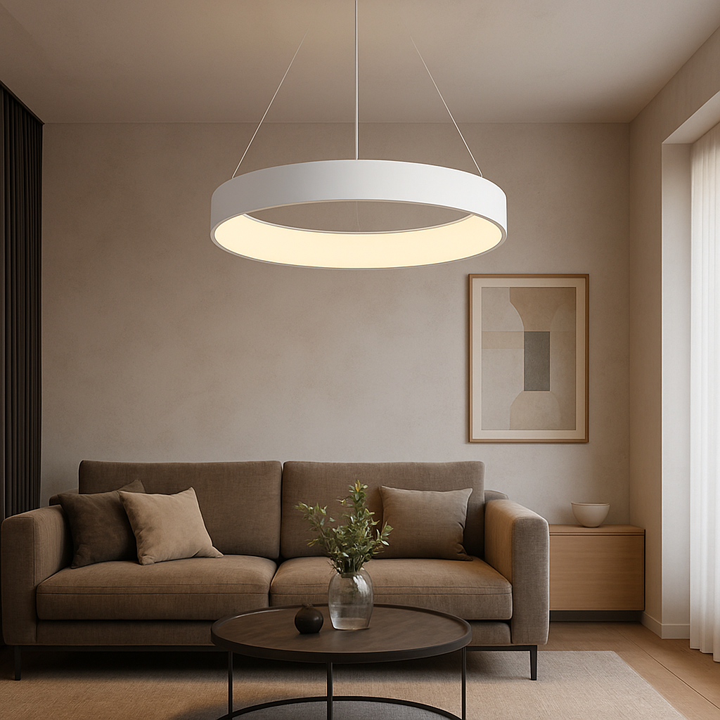 Підвісна люстра біла кругла світлодіодна D-55 cm Led 62W White Strict Ring 250819-100005806