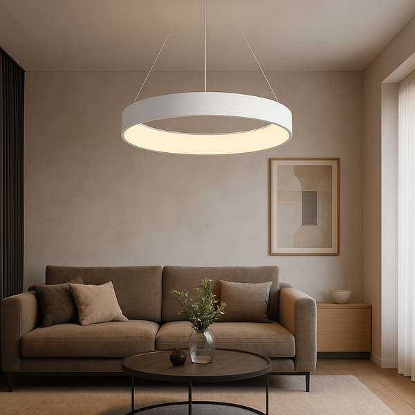 Підвісна люстра біла кругла світлодіодна D-55 cm Led 62W White Strict Ring 250819-100005806