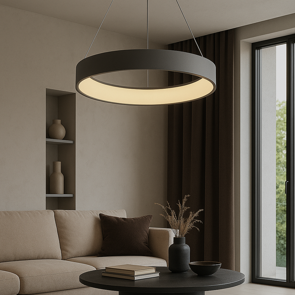 Підвісна люстра чорна кругла світлодіодна D-55 cm Led 62W Black Strict Ring 250819-100005807
