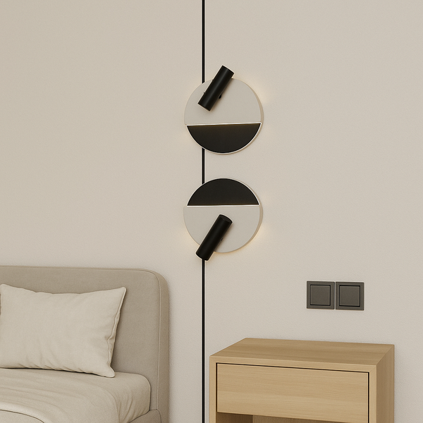 Світильник настінний зі спотом з вимикачем на корпусі Domino circle D180 Led 10W 4000К Black & White 240818-100003622