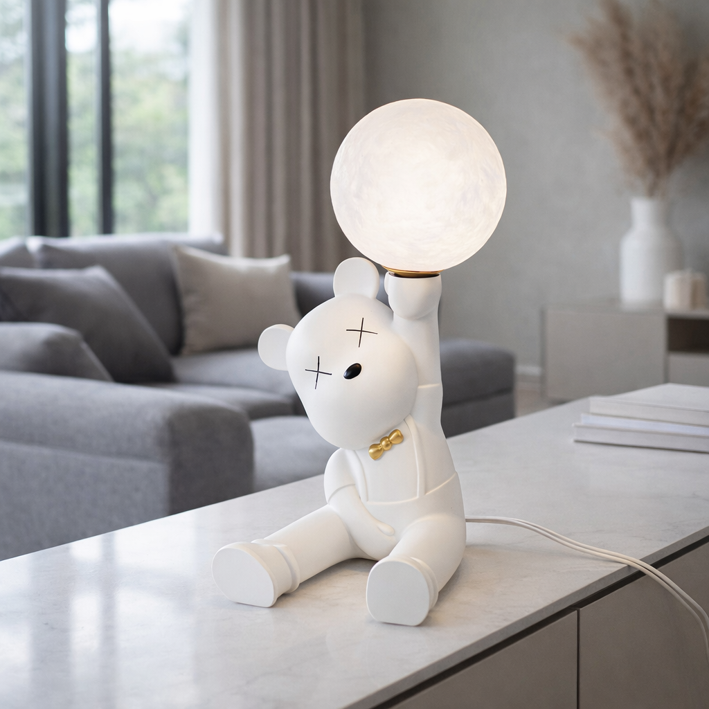 Настільна лампа біла дитяча ведмедик H-31 cm G9 White Bear 251231-100006945