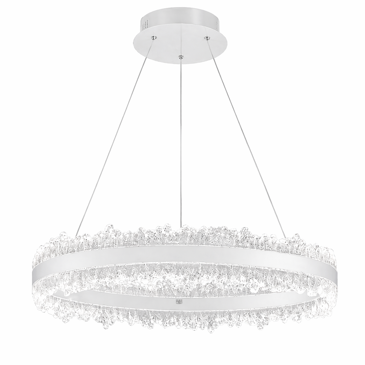 Підвісна люстра біла з пультом світлодіодна D-60 cm Led 150W White Frozen 260419-100007823