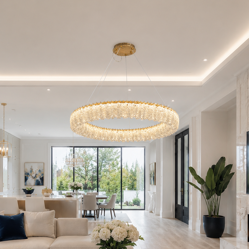 Підвісні люстри золоті D-50 cm / D-60 cm Led Gold Crystal 260688-100008161
