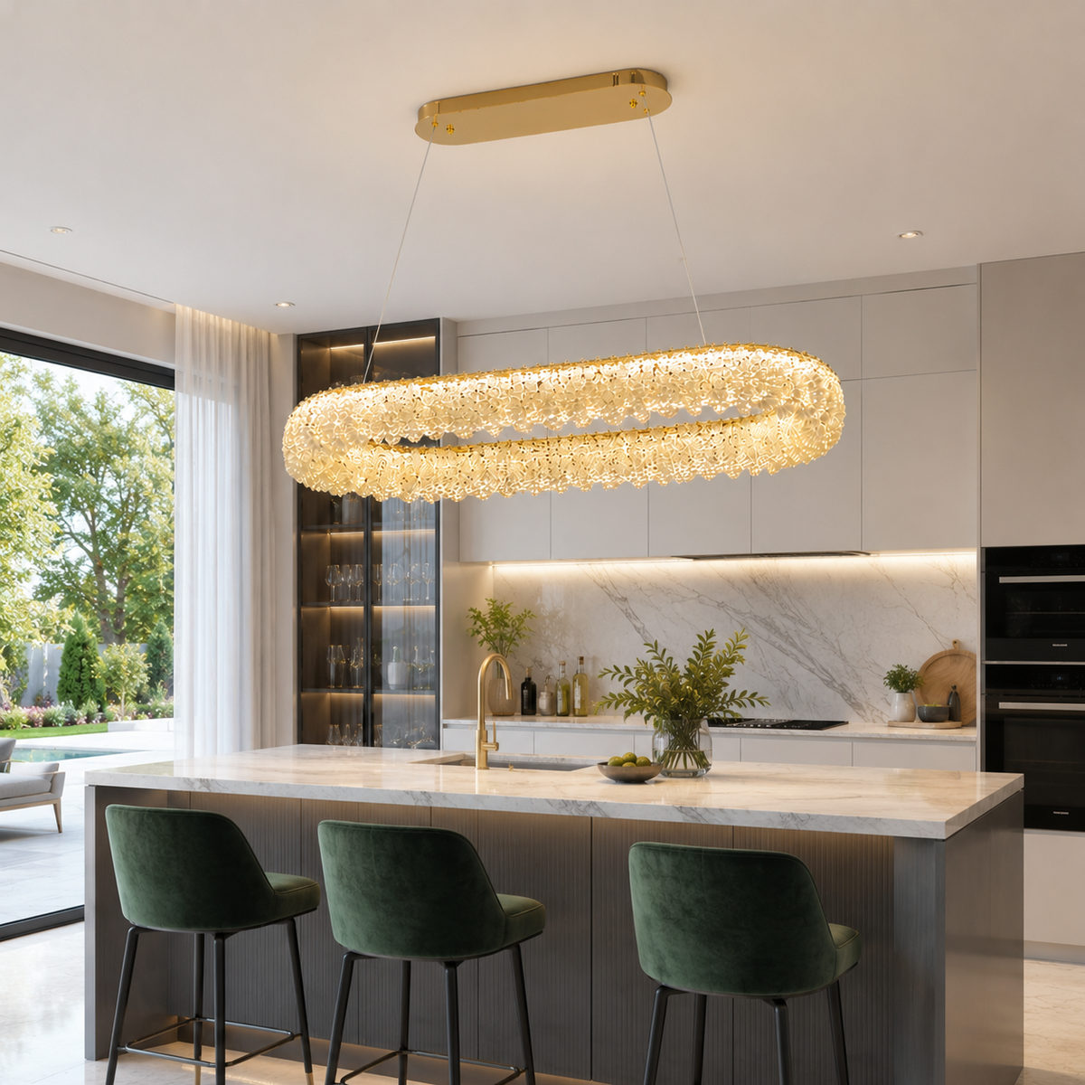 Видовжена люстра золота L-95 cm Led 115W 3000K-6000K Gold Crystal 260688-100008162