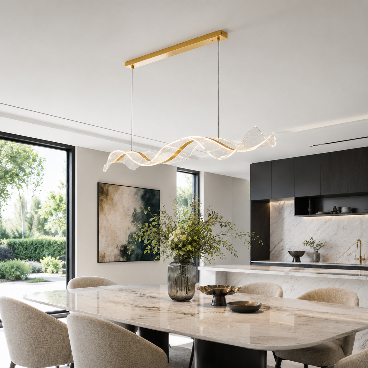 Видовжена люстра золота L-120 cm Led 3000K-6000K Gold Aurora 260688-100008163