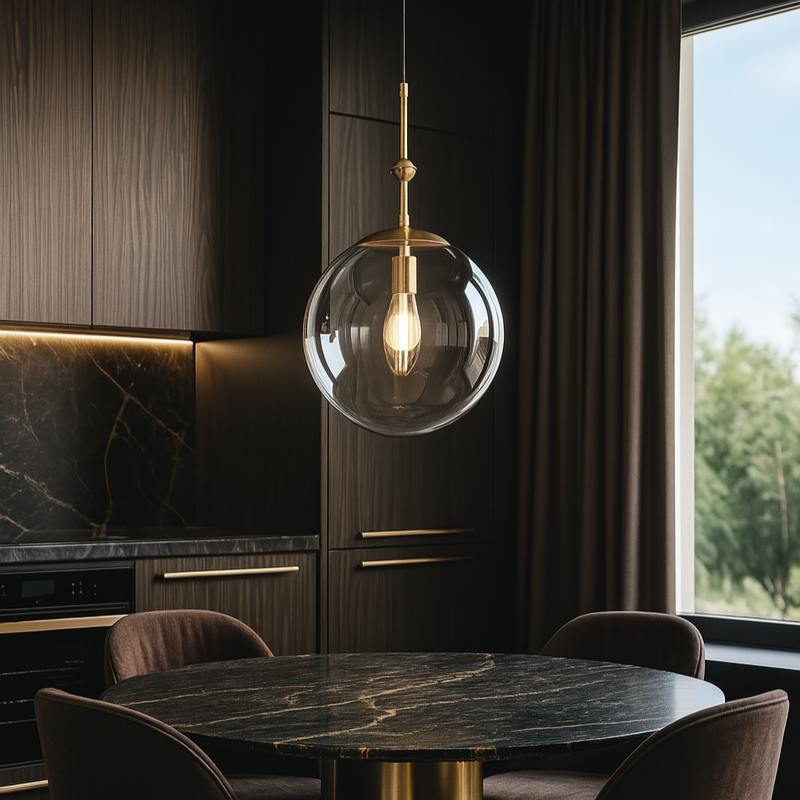 Підвісний світильник золотий з прозорим плафоном Gold+Clear Bollo 250733-100005586