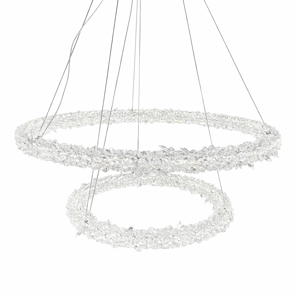 Люстри з подвійними кільцями D-40+60 / D-60+80 cm Led 4000К Gold Frost Clear Crystal 260118-100007232