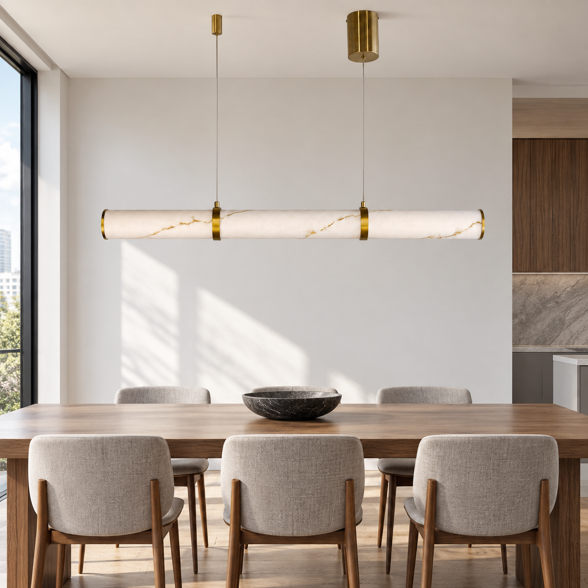 Підвісні люстри золоті L-100 cm / L-150 cm Led 3000K-6000K Gold Imitation Marble 260918-100008951