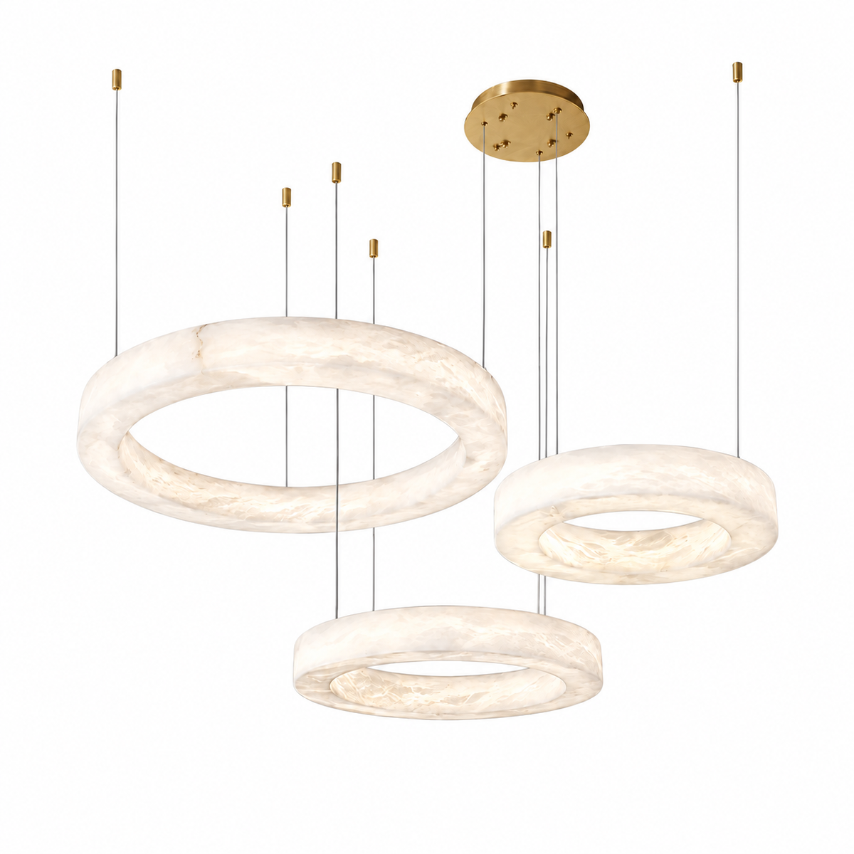 Підвісна люстра D-80+60+50 cm Led 3000К-6000К White+Gold Marble Imitation 260918-100008960