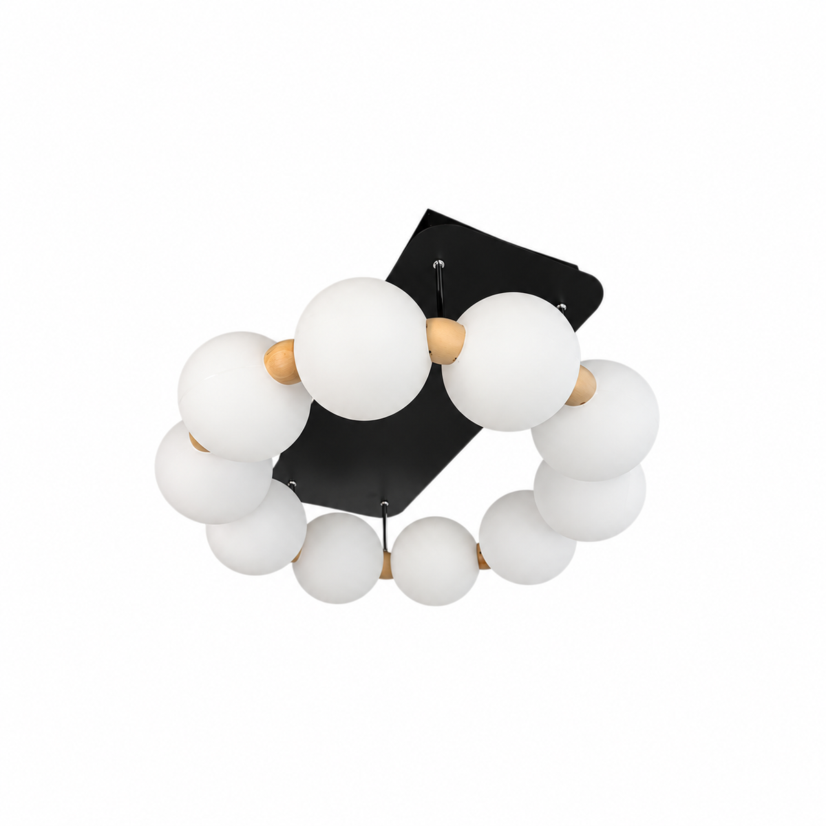 Стельові люстри D-45 cm /  D-53 cm / D-61 cm Led 3000K-6000K Black+White+Wood Pearl 260918-100008961