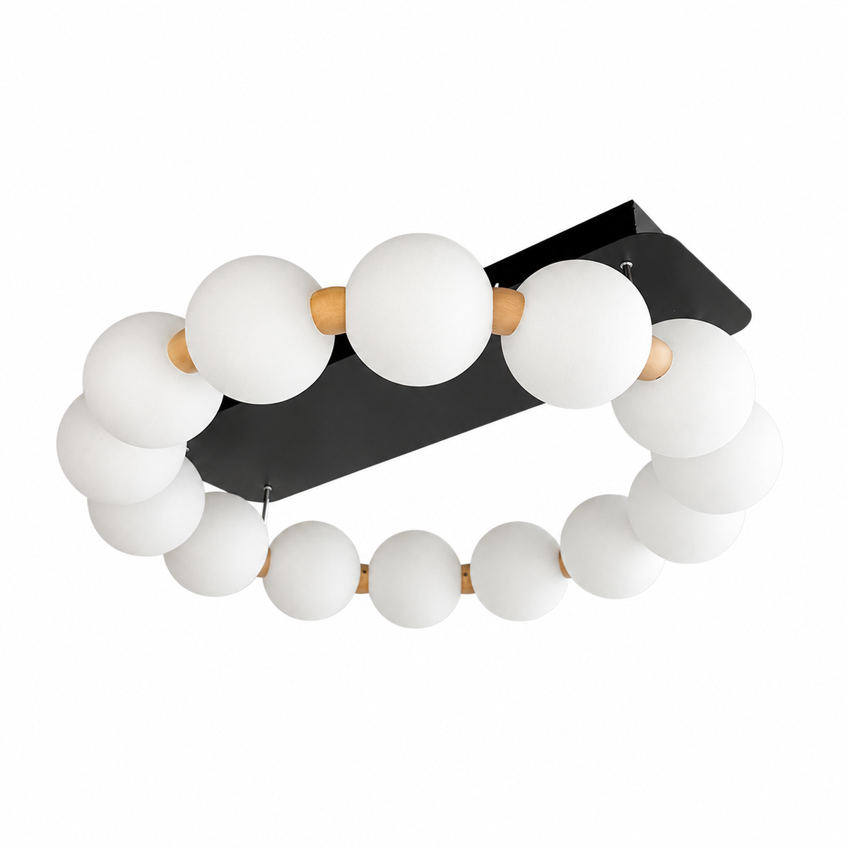 Стельові люстри D-45 cm /  D-53 cm / D-61 cm Led 3000K-6000K Black+White+Wood Pearl 260918-100008961