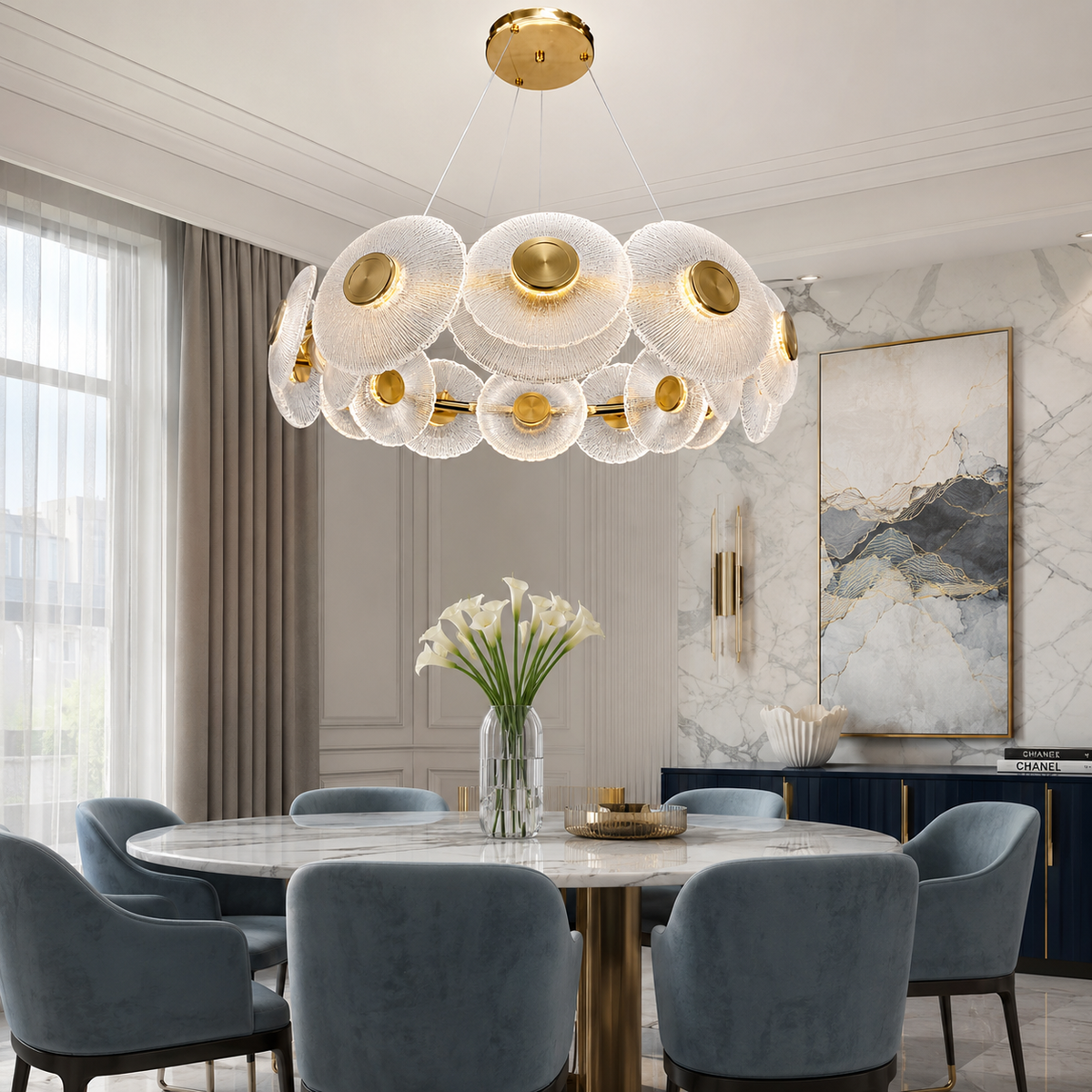 Підвісна люстра золота D-60 cm Led 100W 3000K-6000K Gold Bubbles 260688-100008181