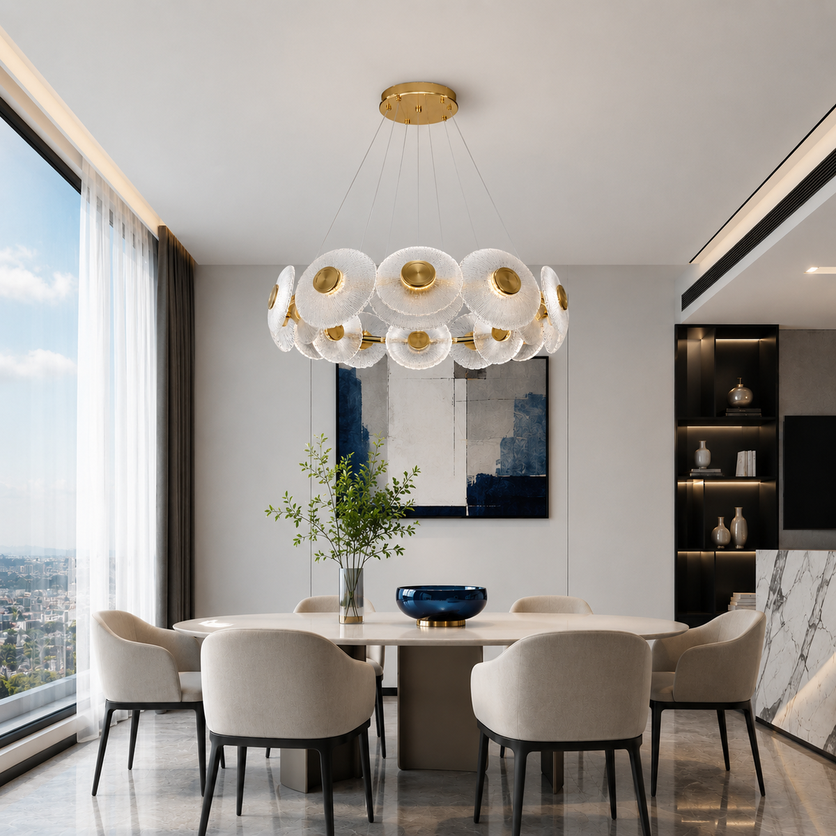 Підвісна люстра золота D-60 cm Led 100W 3000K-6000K Gold Bubbles 260688-100008181