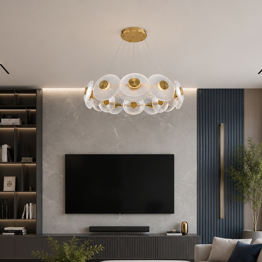 Підвісна люстра золота D-60 cm Led 100W 3000K-6000K Gold Bubbles 260688-100008181