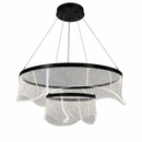 Підвісна подвійна люстра чорна D-60+30 cm Led 75W 3000K-6000K Black Aurora 260688-100008183