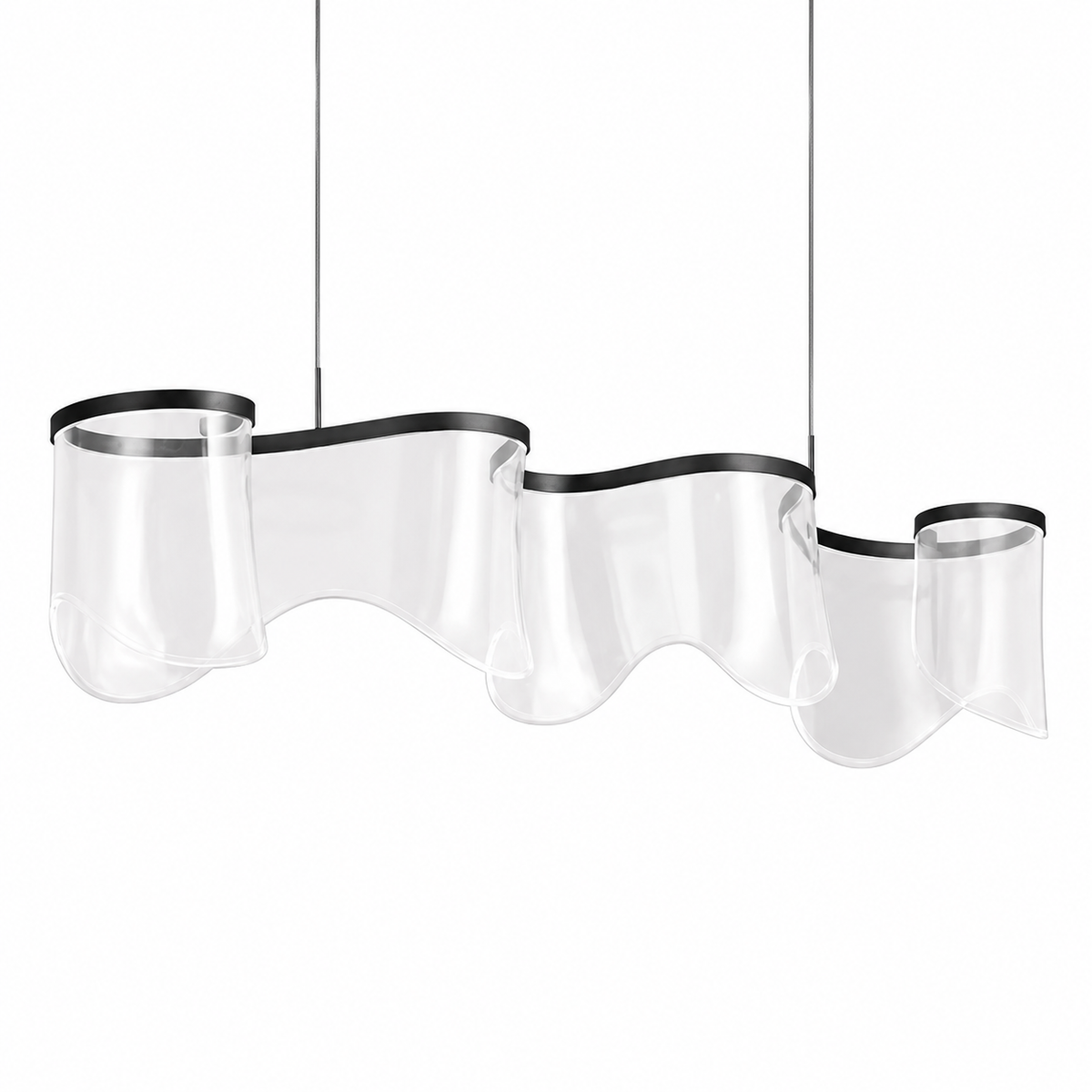 Підвісна подвійна люстра чорна D-120 cm Led 100W 3000K-6000K Black Aurora 260688-100008185