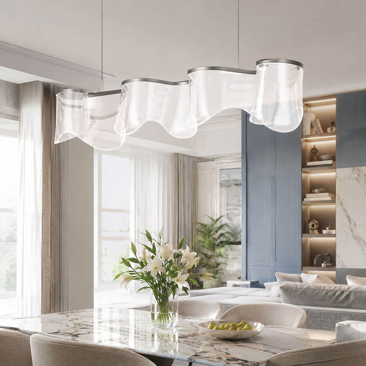 Підвісна подвійна люстра чорна D-120 cm Led 100W 3000K-6000K Black Aurora 260688-100008185